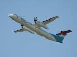 Luxair De Havilland Canada DHC-8-402Q LX-LGD beim Start in Berlin-Tegel am 06.07.2011