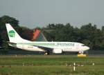 Germania B 737-75B D-AGET kurz vor dem Start in Berlin-Tegel am 16.07.2011