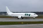 Sky 734 TC-SGD - mit dunkelgrünem Sky-Logo - das Tail ist noch weiß - die Maschine flog vorher für Saga - vielleicht bekommt Sky ja einen neuen Jet.