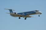 Dniproavia Embraer ERJ-145LR UR-DNR kurz vor der Landung in Berlin-Tegel am 30.09.2011