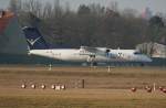 InterSky De Havilland Canada DHC-8-314Q OE-LIC kurz vor dem Start in Berlin-Tegel am 09.03.2012