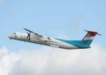 Luxair De Havilland Canada DHC-8-402Q LX-LGF beim Start in Berlin-Tegel am 17.05.2012
