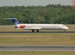SAS MD 81 LN-RMR nach der Landung in Berlin-Tegel am 22.05.2012