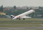 SAS Canadair Regjet CRJ900ER LN-RNL beim Start in Berlin-Tegel am 03.07.2012