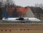 Denim Airways Fokker 50 PH-KXX kurz vor dem Start in Berlin-Tegel am 03.03.2013