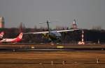 SkyWork Airlines Do-328-110 HB-AEV bei der Landung in Berlin-Tegel am 08.02.2014
