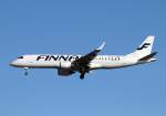 Finnair ERJ-190-100LR OH-LKH bei der Landung in Berlin-Tegel am 08.03.2014
