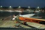 Blick von der Besucherterrasse des Flughafens Berlin-Tegel am Abend des 22.01.2015