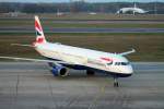 British Airways A321 G-EUXG in Berlin -Tegel im Dezember 2013.