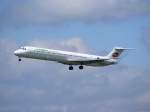 Die MD-8X sind in Deutschland mittlerweile selten geworden. MD-82 LZ-LDK der Bulgarian Air Charter am 7.6.2009 im Anflug auf Dresden.