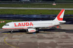 Laudamotion Airbus A320-232 OE-IHL rollt zum Gate in Düsseldorf 4.5.2019