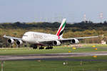 Emirates Airbus A380-861 A6-EUK bei der Landung in Düsseldorf 12.10.2019