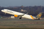 Condor Airbus A321-211 D-ATCB beim Start in Düsseldorf 19.1.2020