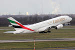 Emirates Airbus A380-842 A6-EVF beim Start in Düsseldorf 19.1.2020