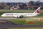 Qatar Airways Boeing 787-9 Dreamliner A7-BHG nach der Landung in Düsseldorf 9.3.2024