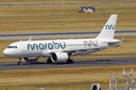 Marabu Airbus A320-271N ES-MBB rollt zum Gate in D�sseldorf 2.8.2026