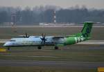 Flybe, G-JEDP, Bombardier, DHC 8Q-400 (Sonder-Lackierung Low-Cost), 11.03.2013, DUS-EDDL, Dsseldorf
