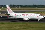 Tunis B737-500 TS-IOH rollt auf dem Taxiway zur 23L in DUS / EDDL / Dsseldorf am 13.07.2008