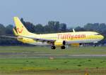 B 737-800 TUIfly  Rheinland Pfalz , D-AHFH, kurz vor dem Aufsetzen in DUS - 04.09.2014