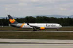 D-ABUT Condor Boeing 767-300 bei der Landebahn Nordwest am Frankfurt-Rhein-Main Flughafen am 03.05.2019.