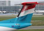 Luxair, LX-LGF, Bombardier / DeHavilland Canada, DHC-8-400 (Seitenleitwerk/Tail), 21.04.2013, FRA-EDDF, Frankfurt, Germany