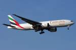 Emirates Sky Cargo B777-200F A6-EFE im Anflug auf 25R in FRA / EDDF / Frankfurt am 13.11.2011