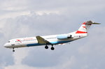 OE-LVO Austrian Airlines Fokker F100  beim Anflug auf Frankfurt am 06.08.2016