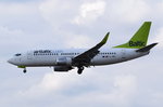 YL-BBY Air Baltic Boeing 737-36Q(WL)  beim Anflug auf Frankfurt am 06.08.2016