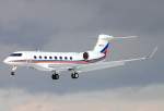 Die erste Landung dieses Typs von Gulfstream in Deutschland, aufgenommen am 23.01.2012 in Friedrichshafen (FDH)