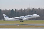 Finnair Embraer 190LR OH-LKL am 22.02.18 beim Start am Airport Hamburg Helmut Schmidt aufgenommen.