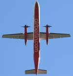 Eine Airberlin-Dash 8 beim Start vom Karlsruhe/Baden-Baden-Flughafen (25.05.11)