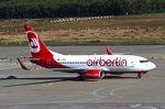 Air Berlin, D-AHXE, Boeing B737-7K5, Köln-Bonn (CGN), rollt zum Start nach Berlin-Tegel (TXL).