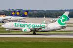Transavia (HV-TRA), PH-XRC, Boeing, 737-7K2 wl (neue HV-Lkrg.), 22.08.2017, MUC-EDDM, München, Germany 