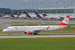 Austrian Airlines, OE-LWN, Embraer ERJ-195LR, msn: 19000553, 11.September 2022, MUC München, Germany.