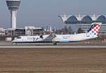 Croatia Airlines, 9A-CQC  Istra , DHC 8-402Q bei der Landung in MUC aus Zagreb (ZAG) 16.03.2013