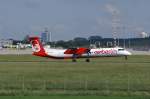 Eine Air Berlin DHC-8 mit der Kennung D-ABQF beim Start auf dem Stuttgarter Flughafen am 30.05.09.