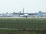 Der Flughafen Stuttgart (STR) mit einer Startenden ATR 72 der Lufthansa Regional am 29.08.2008.