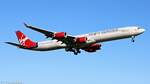Virgin Atlantic Airways Airbus A340-600 G-VWIN im Anflug auf Bahn 09L @ London-Heathrow Airport / LHR. 26.7.2021
