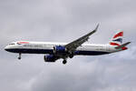 British Airways, G-NEOS, Airbus A321-251NX, msn: 8637, 03.Juli 2023, LHR London Heathrow, United Kingdom.