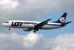 LOT B737-400 SP-LLB im Anflug auf 27R in LHR / EGLL / London Heathrow am 24.08.2011
