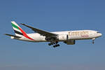 Emirates Sky Cargo, A6-EFM, Boeing B777-F1H, msn: 42231/1146, 20.Mai 2023, AMS Amsterdam, Netherlands.