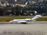 Eine Cessna 750 Citation X (P4-AND) ist soeben auf dem Flughafen Kranebitten in Innsbruck gelandet.