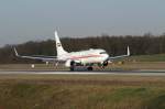 Eine Boeing B737-8AJ der Vereinigte Arabische Emirate (Dubai Air Wing) mit der Kennung A6-HEH aufgenommen am 03.01.2010 auf dem Flughafen Basel-Mlhausen-Freiburg (BSL)