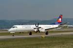 Darwin Airline, HB-IZJ, Saab 2000. Einige wenige Propellermaschinen, die noch Zrich anfliegen. Das Leitwerk besticht durch seine kunstvolle Bemalung. 5.4.2007