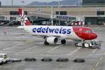 A320-214 HB-JJL  Säntis  der Edelweiss Pushback am 26.1.19 in Zürich.