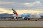 Emirates Airlines, A6-EOT, Airbus A380-861, msn: 204, 01.Februar 2020, ZRH Zürich, Switzerland.