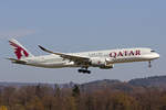 Qatar Airways, A7-ALJ, Airbus A350-941, msn: 025, 31.März 2021, ZRH Zürich, Switzerland.