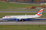 BA CityFlyer, G-LCAE, Embraer ERJ-190LR, msn: 19000539, 20.Januar 2023, ZRH Zürich, Switzerland.