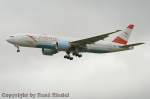 Pnktlich 9:15 Uhr am 5.9.2007 setzte die Boeing 777-2Z9 ER , OE-LPB auf dem Dresdner Flughafen zur Erstlandung an.