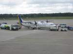 Am 26.06.2007 steht eine ATR 72 der B&H Airlines auf dem Rollfeld des Flughafens Kln/Bonn.